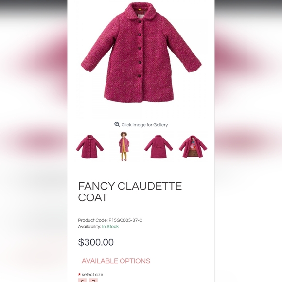 NWT - Kid's Claudette Coat - Fancy Wool Pink - US 4 - Picture 2 of 16